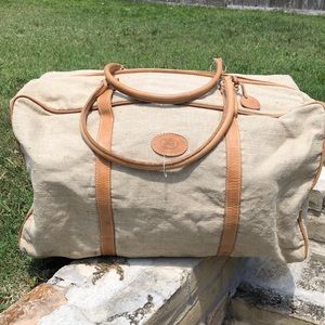 BREE ORIGINAL HANDMADE LEATHER LINEN DUFFLE BAG